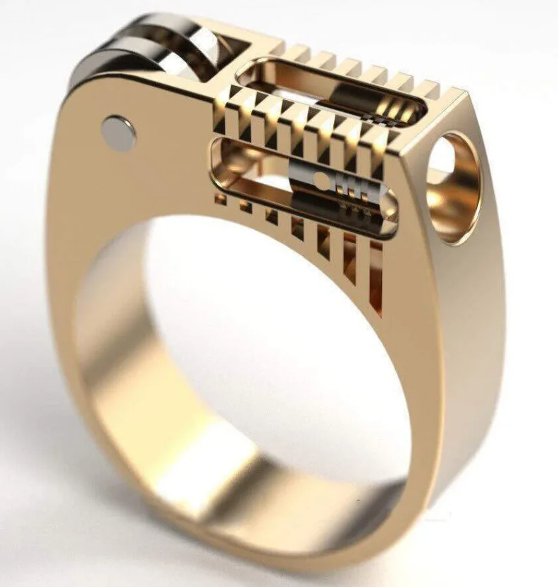 

Ding yi Hot-selling jewelry golden gear personality ring simple atmosphere fashion ring, Gold