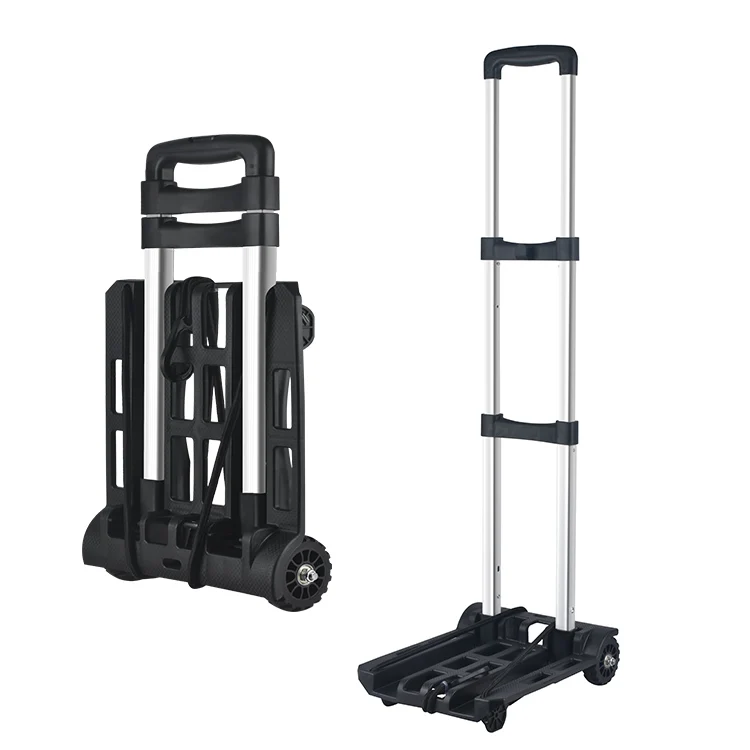 

Lightweight portable foldable aluminium luggage cart shopping trolley with 2 wheels
