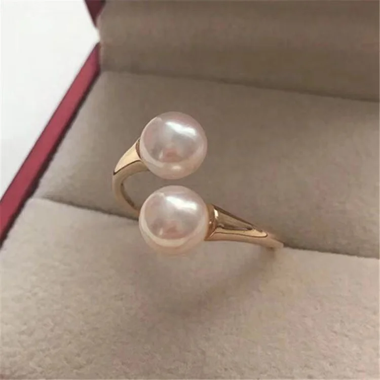

7-8 mm DIY Pearl Ring 925 silver Accessories Natural freshwater Pearl rings s925 Sterling Silver ring simple style