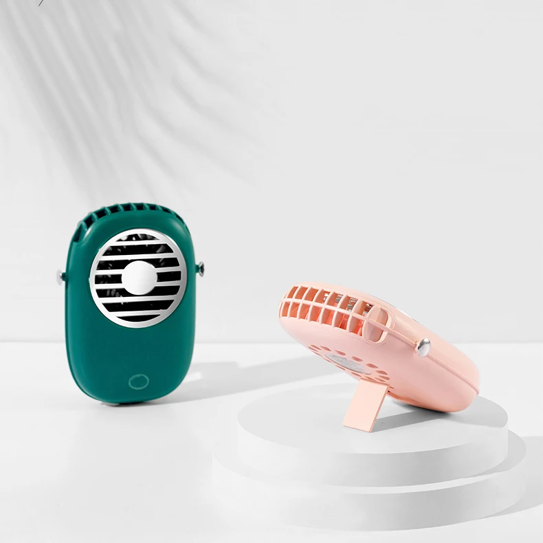 

new hot selling small hand held rechargeable/ac portable neck cord cooler fan