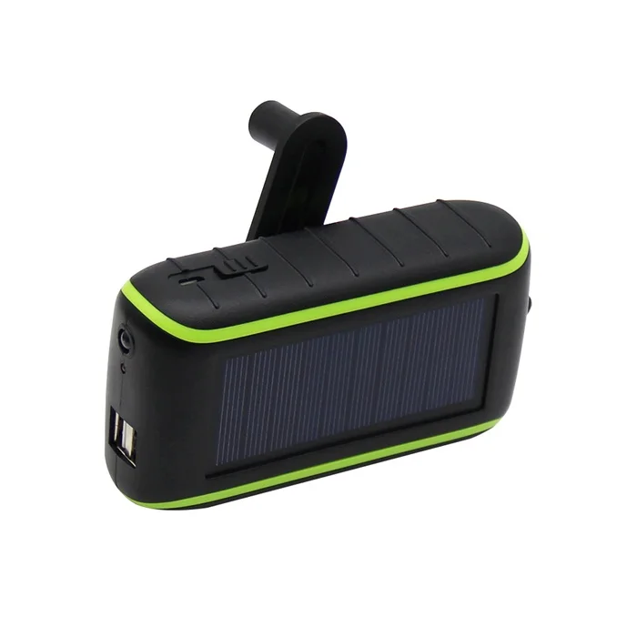 

Multifunction Flashlight Hand Crank Solar Power Bank Dynamo Mobile Charger, Black,green,orange and white