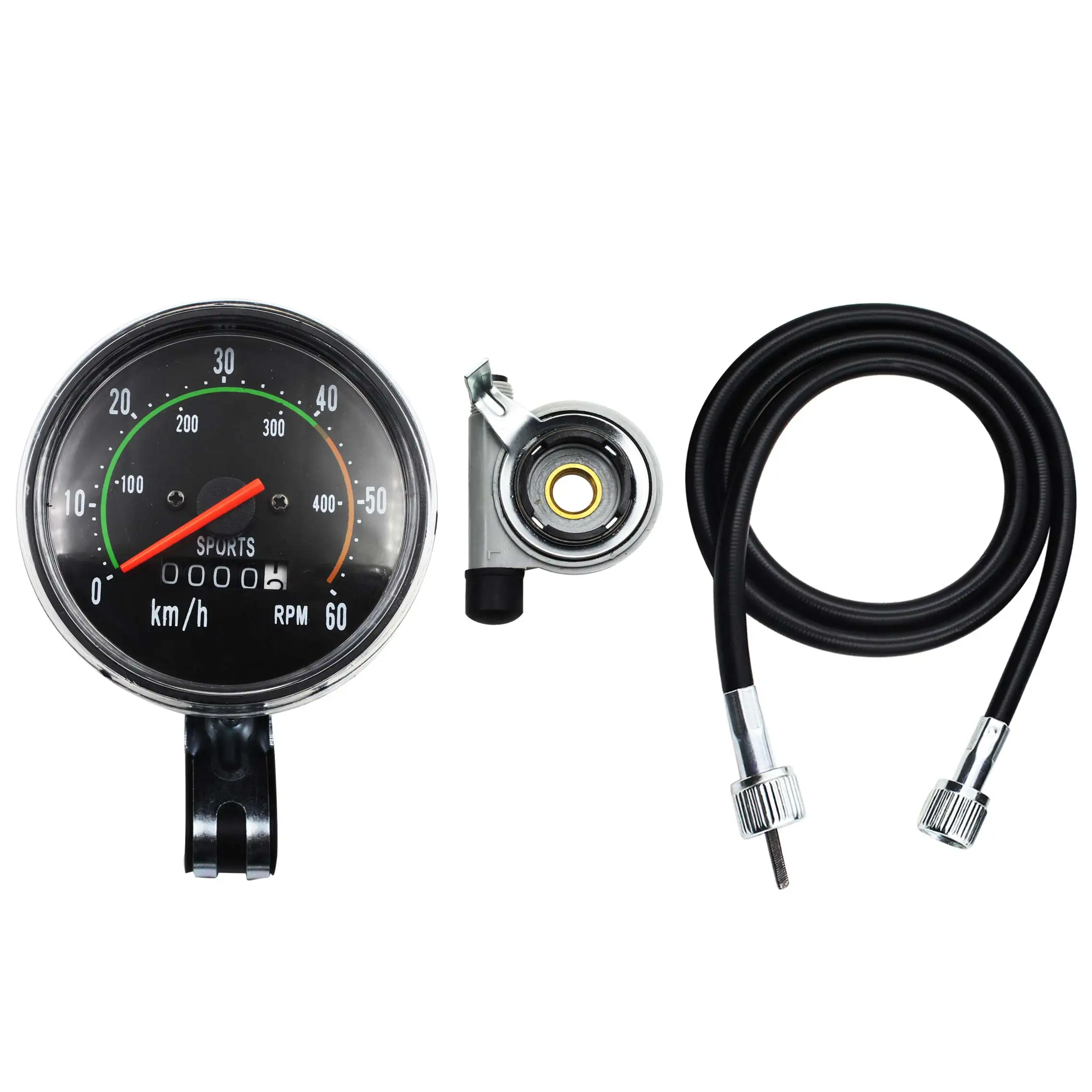 Black Classic Resettable Analog Speedometer Odometer Bike Bicycle Mechanical Wat 