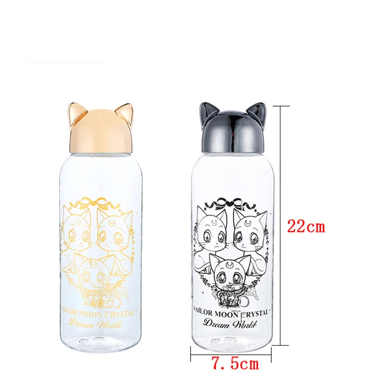 

BPA free 650ml plastic space sports water bottle cat plastic water bottle, Gold and black