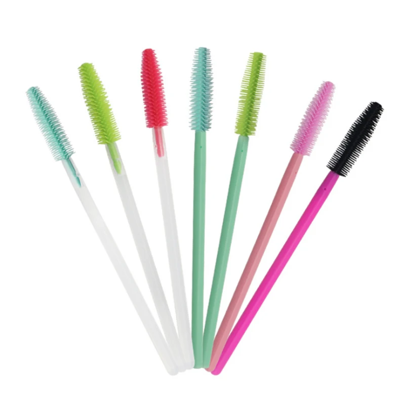 

Disposable Silicone Eyelash Brush with plastic handle Mascara Wands Applicator Eyebrow Wands Makeup Brush Kits, Pink/black/rose red