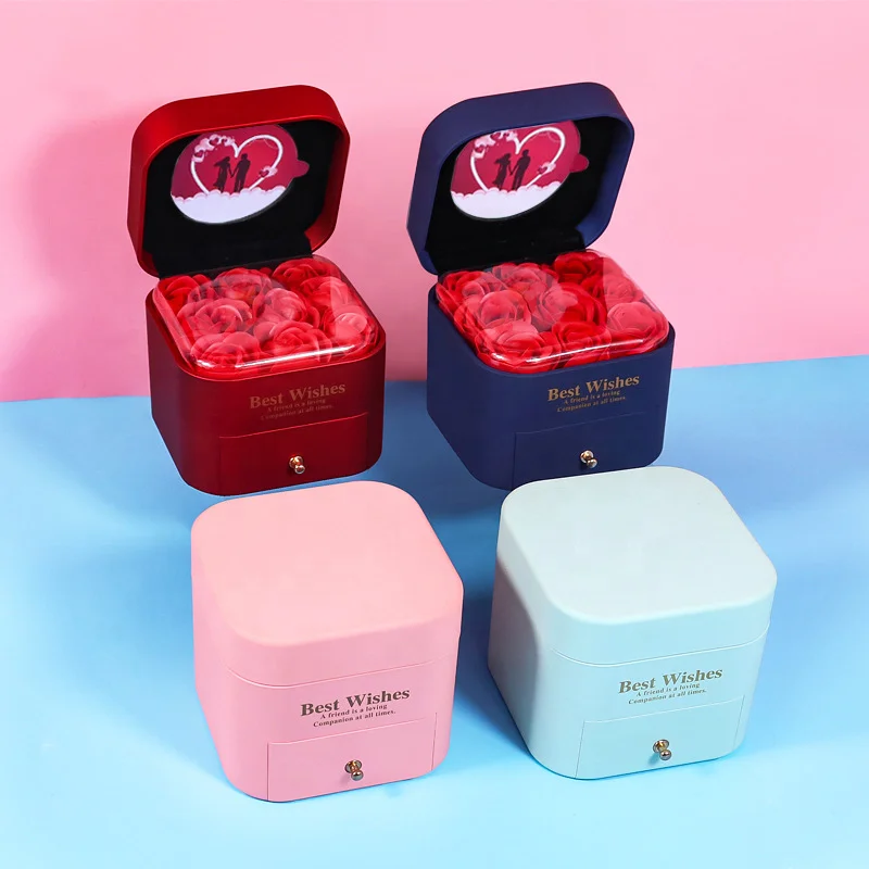 

New product ideas 2024 wholesale valentines day gift eternal rose box with engraved necklace for girlfriend