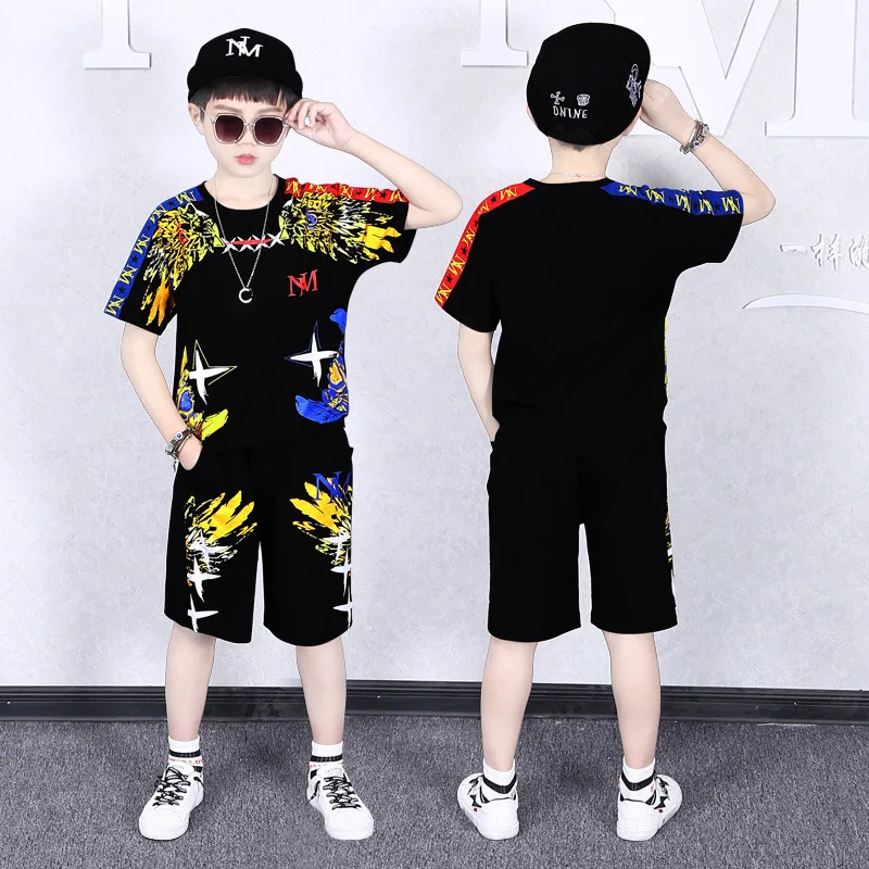 

Fashion boy sets 2021 new summer children's sports outfit boy handsome children's clothing suit wholesale