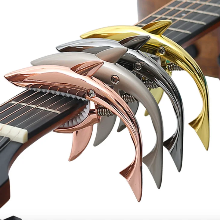 

High Quality Musical Instruments Accessories Shark Guitar Capo Zinc Alloy Tuning Clamp, Gold,rose gold,black