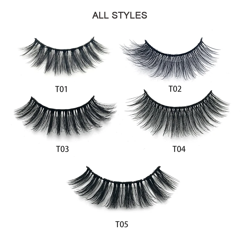 
2 Pairs Handmade Private Label Synthetic Hair Custom Eyelash Box 3D Eyelash Vendors 