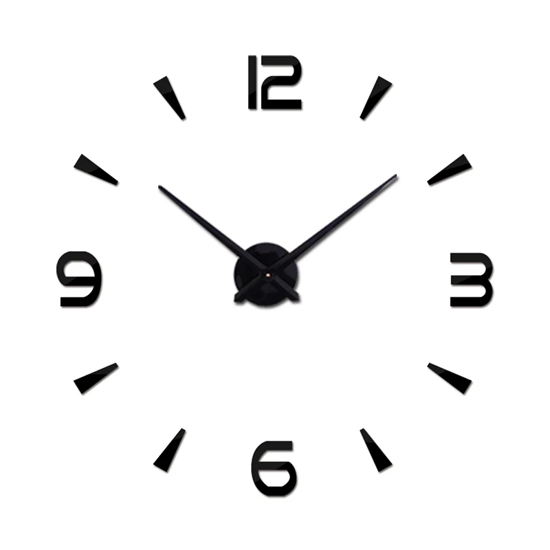 

Frameless Numbers Add Triangle Figure 3D Mirror Effect Acrylic DIY Wall Clock, Black silver gold