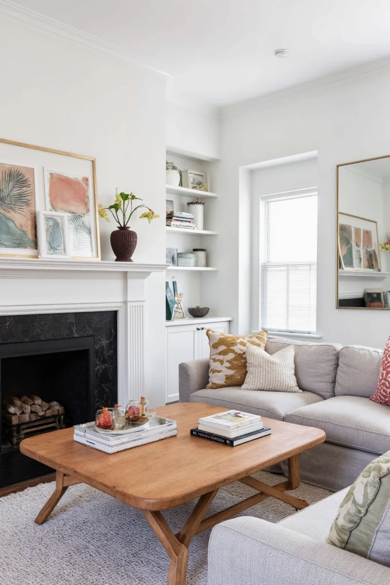 Stylish rounded-edge coffee table with hidden toy storage