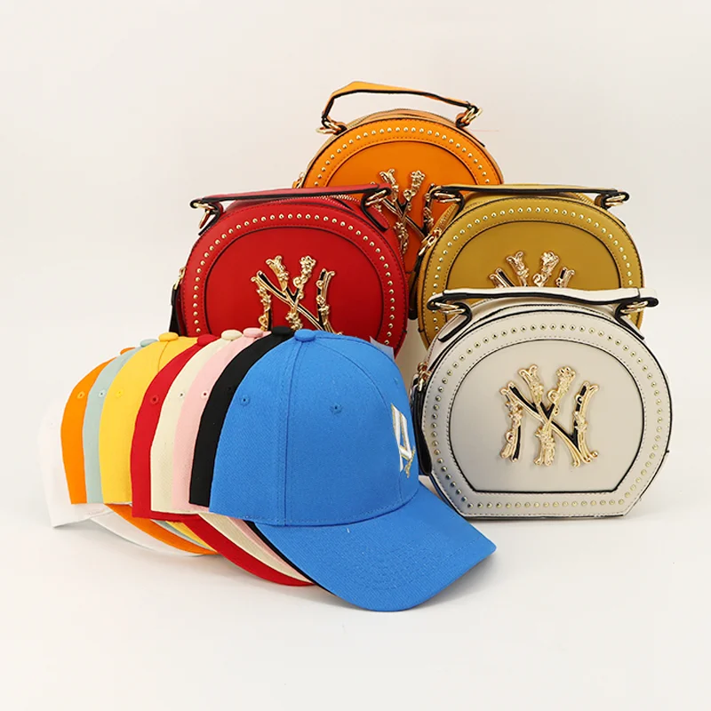 

Custom Logo 2021 INS Handbags Trendy New York Red NY Purses and Hat Set Bucket Hat Set, Multi color
