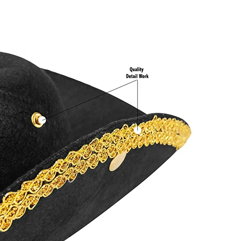 有趣的派对帽子殖民地风格的三角帽海盗头巾帽子批发男装海盗头巾帽子