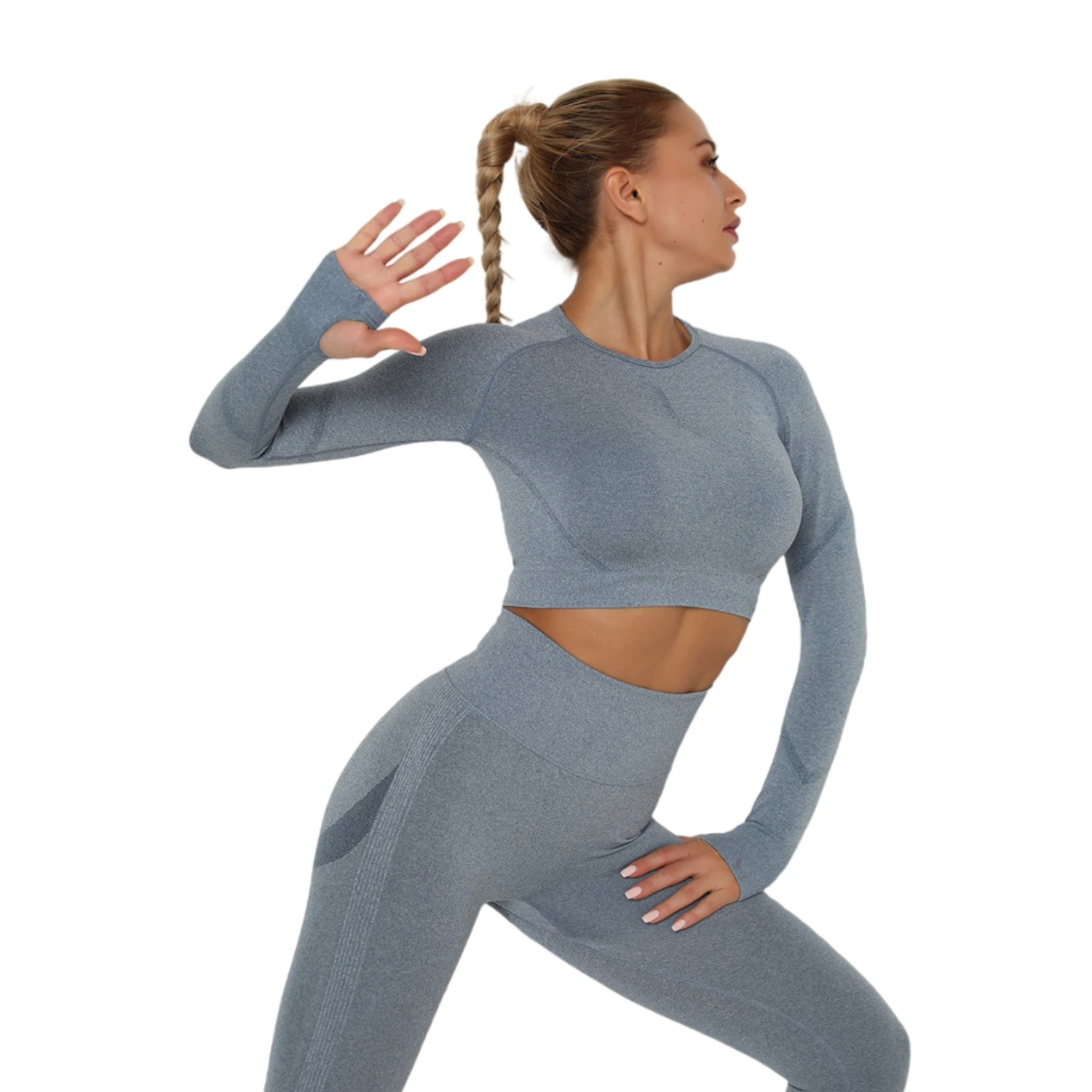 

Seamless yoga wear long-sleeved high-stretch folds and quick-drying long-sleeved fitness yoga wear top