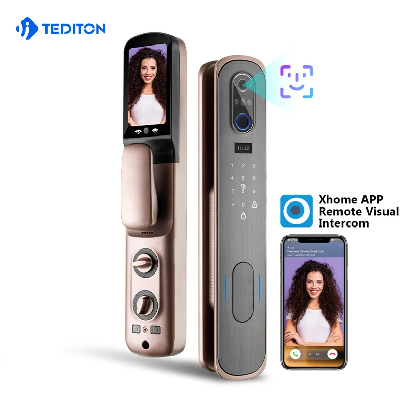 

Wifi Biometric Electronic Tuya wifi Remote Face Recognition Smart Fingerprint Monitor Camera Door Lock