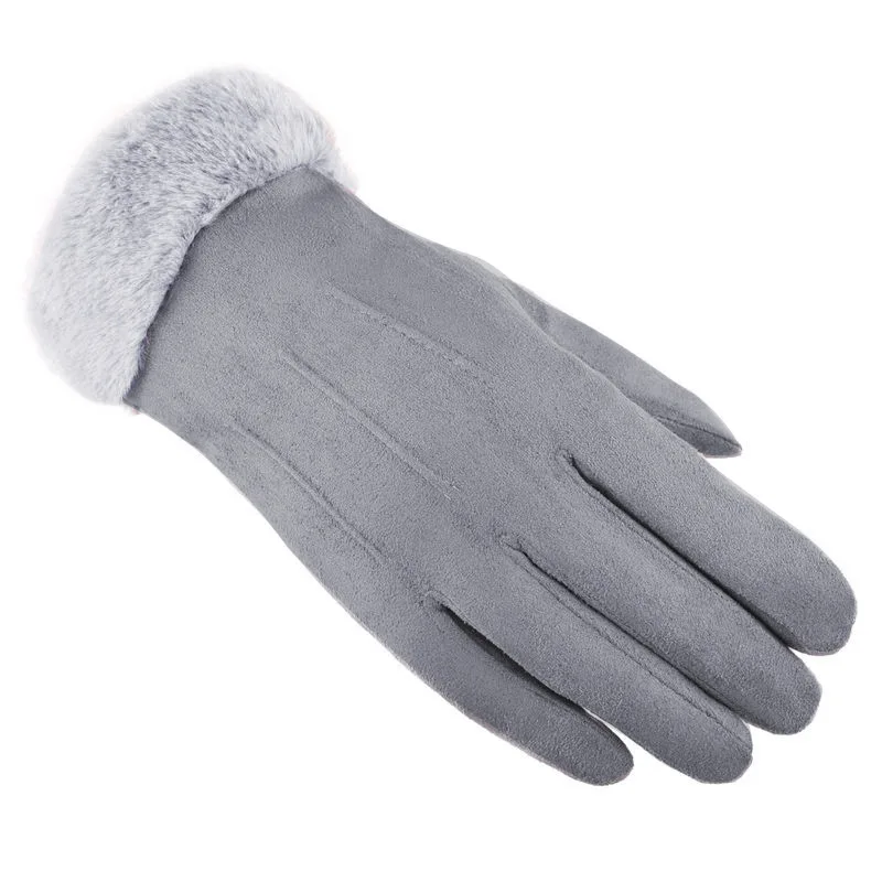 
Winter Adult Thickened Warm Fur Mouth Driving And Biking Sports Touch Screen Gloves 