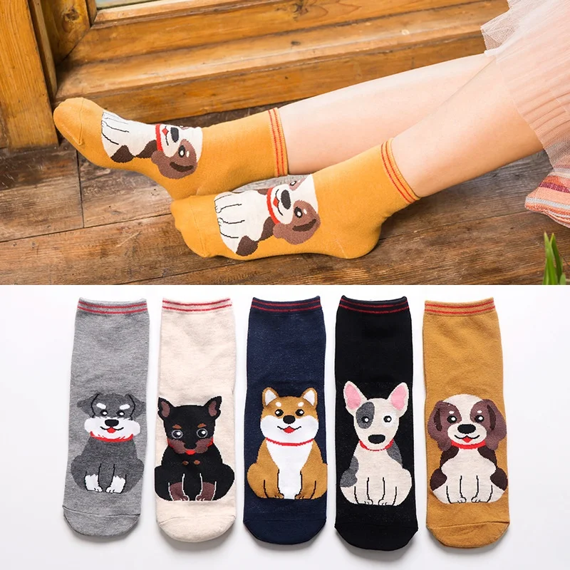 

New Design Low Moq Funny Colorful cartoon dog Animal Socks Cotton women Socks, Pictures