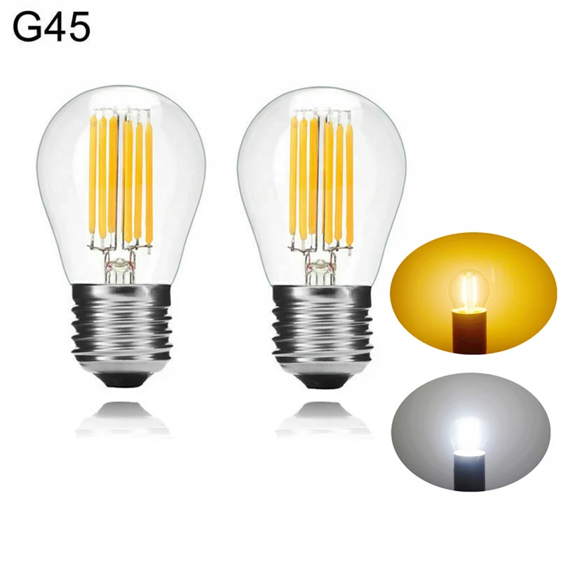 E27 LED COB Vintage Filament Light Bulbs Replace 60W Incandescent Lamp 220V G45 White Edison Bulb Retro Store Cafe Home Decor