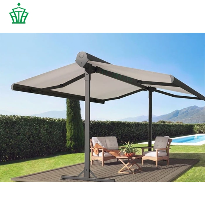 

Two-sided retractable butterfly retractable awning