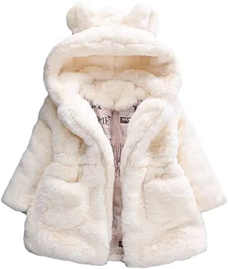 

Girls Winter Warm Coats Ear Hooded Faux Fur Fleece Jacket, Picture