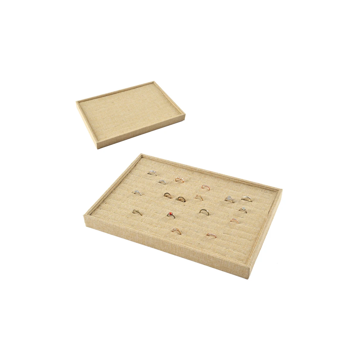 

Simplicity Linen Jewelry Box Shop Store Ring Display Tray Case Customized