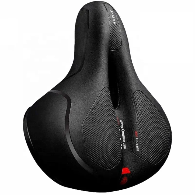 

Comfortable Bike Seat Wide Bicycle Saddle Memory Foam Padded Soft Bike Cushion with Dual Absorbing Shock Rubber Balls, Black and red,as your request