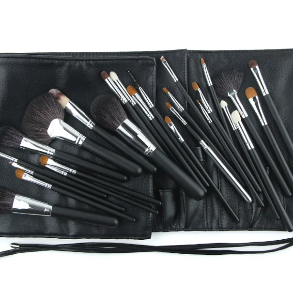 

ZNYbeauty real goat hair high quality 26pcs makeup brush set with professional custom best luxury, Black