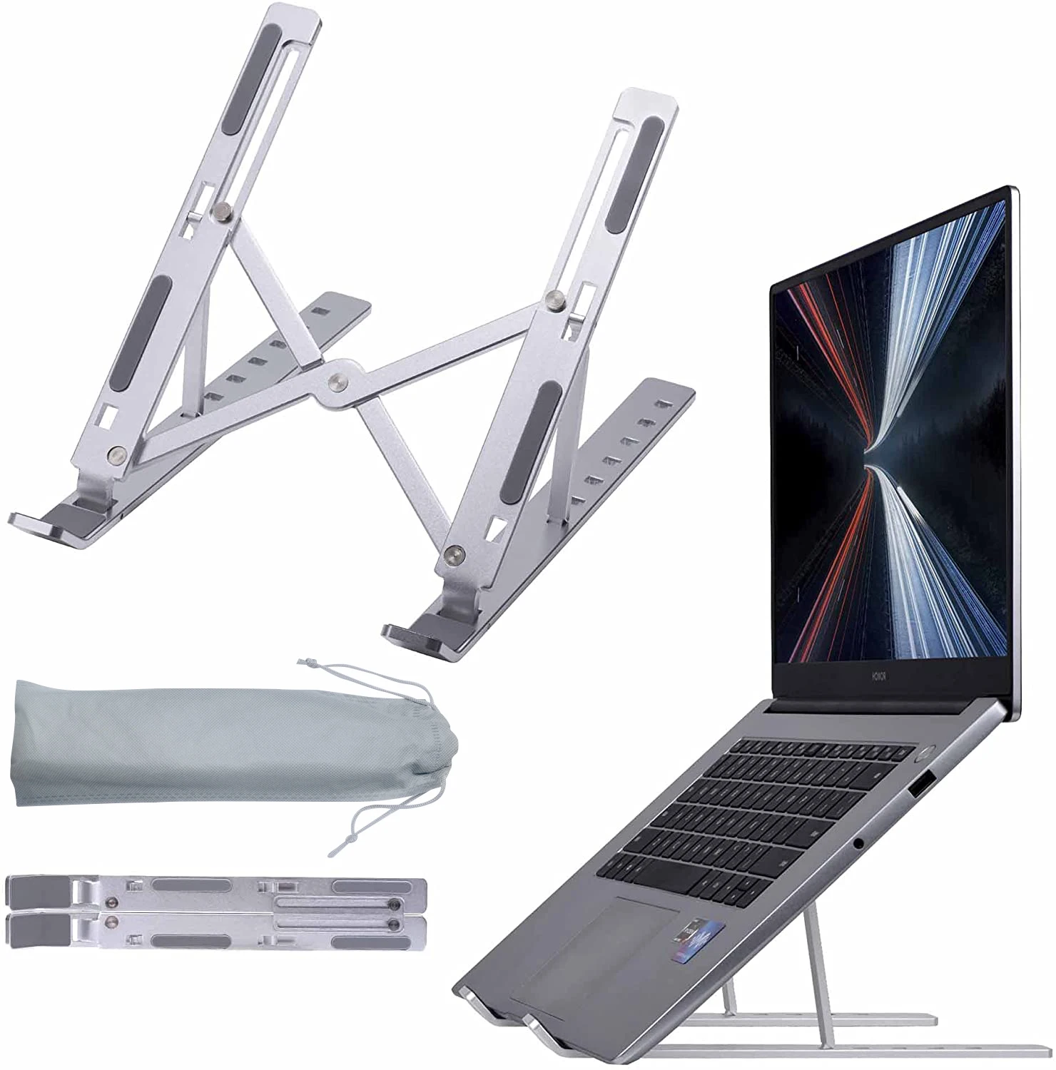 

iDock Ergonomic Folding Height Adjustable Aluminum Foldable Portable Adjustment Desktop Laptop Stand