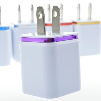 

Custom Logo Dual USB Power Adapter US Plug Wall Charger Charging Block Fast Charger for iPhone for iPad Device, Sliver/ gold /blue /orange/purple