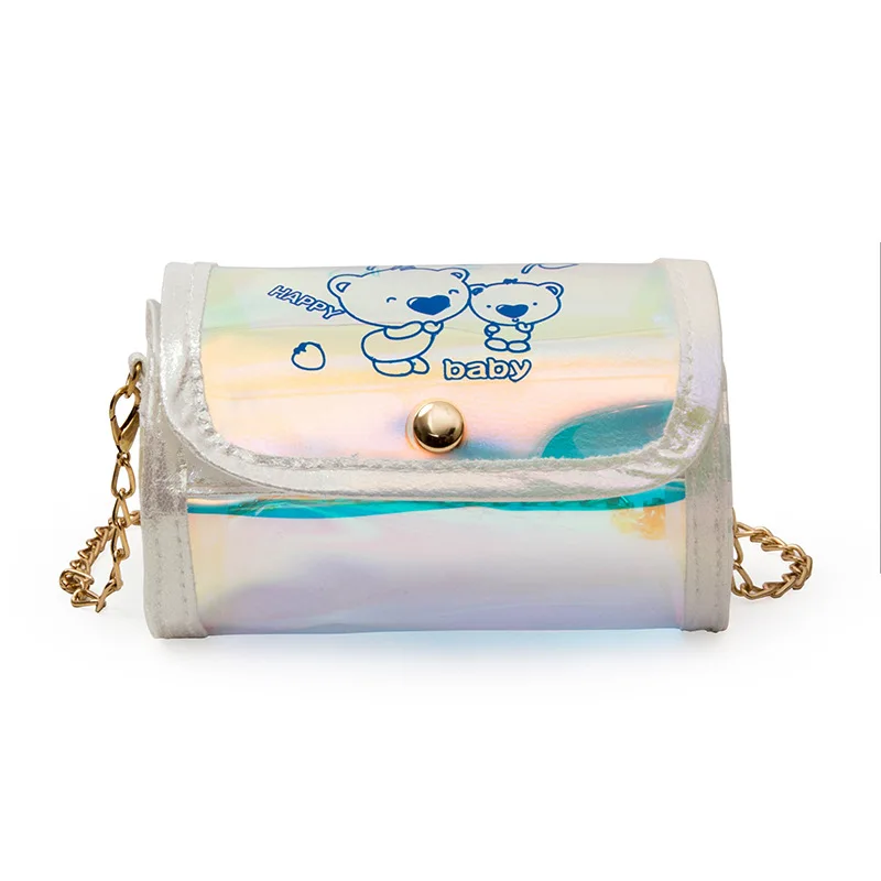 

New 2022 Trending Kids PVC Transparent Pillow Purse Little Girl  Shoulder Holographic Crossbody Bag, 3 colors