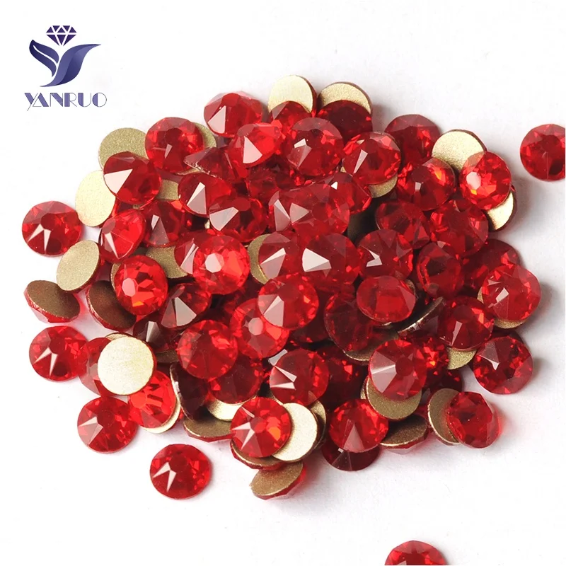 

YANRUO Siam Color red glass rhinestones exotic dancewear rhinestone, 208 siam