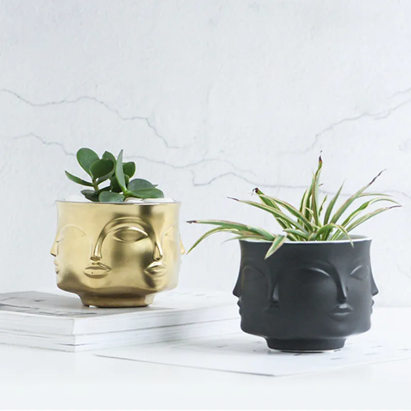 

Ceramic Flower Vase Succulents Plant Flower Pots Abstract Human Face Desktop Nordic Vases, Vases flower