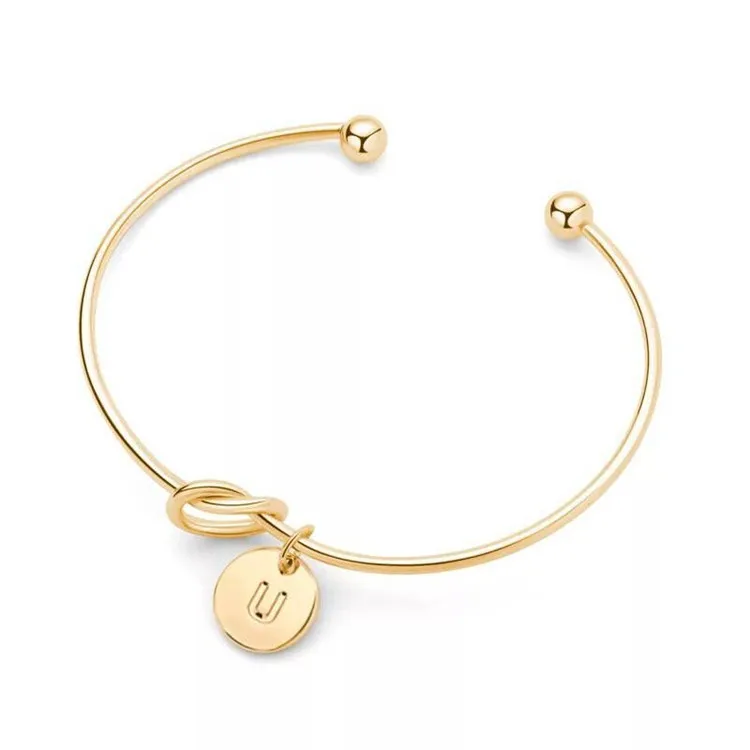 

Factory direct sale new simple metal knotted bracelet 26 letters English wild DIY bracelet bracelet wholesale, Silver,gold or custom