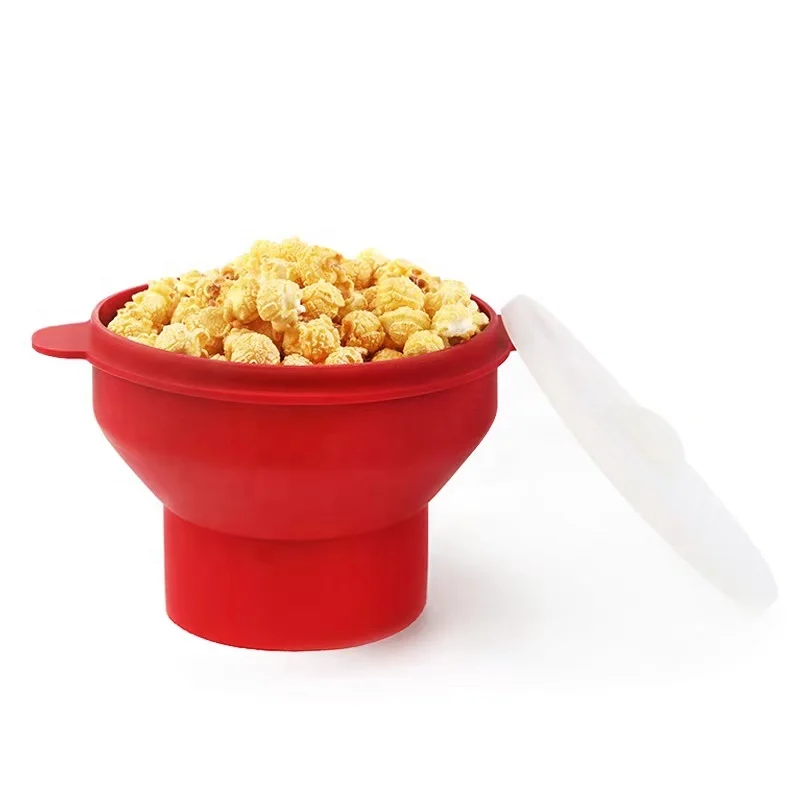 

Wholesale Popcorn Bucket Bpa Free Convenient Cinema Style Foldable Bowl Microwave Silicone Popcorn Popper Maker with Handle