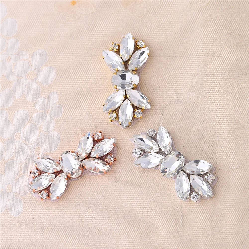 

New Small Rhinestone crystal applique rose gold glass patches DIY motif stone