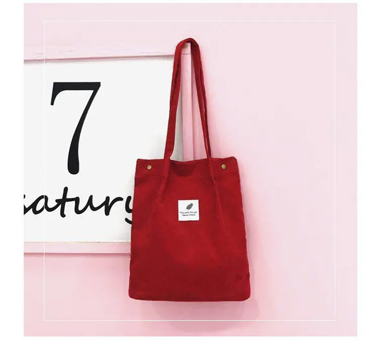

Bags for Women 2020 Corduroy Shoulder Bag Reusable Shopping Bags Casual Tote Female Handbag for A Certain Number of Dropshipping, Picture