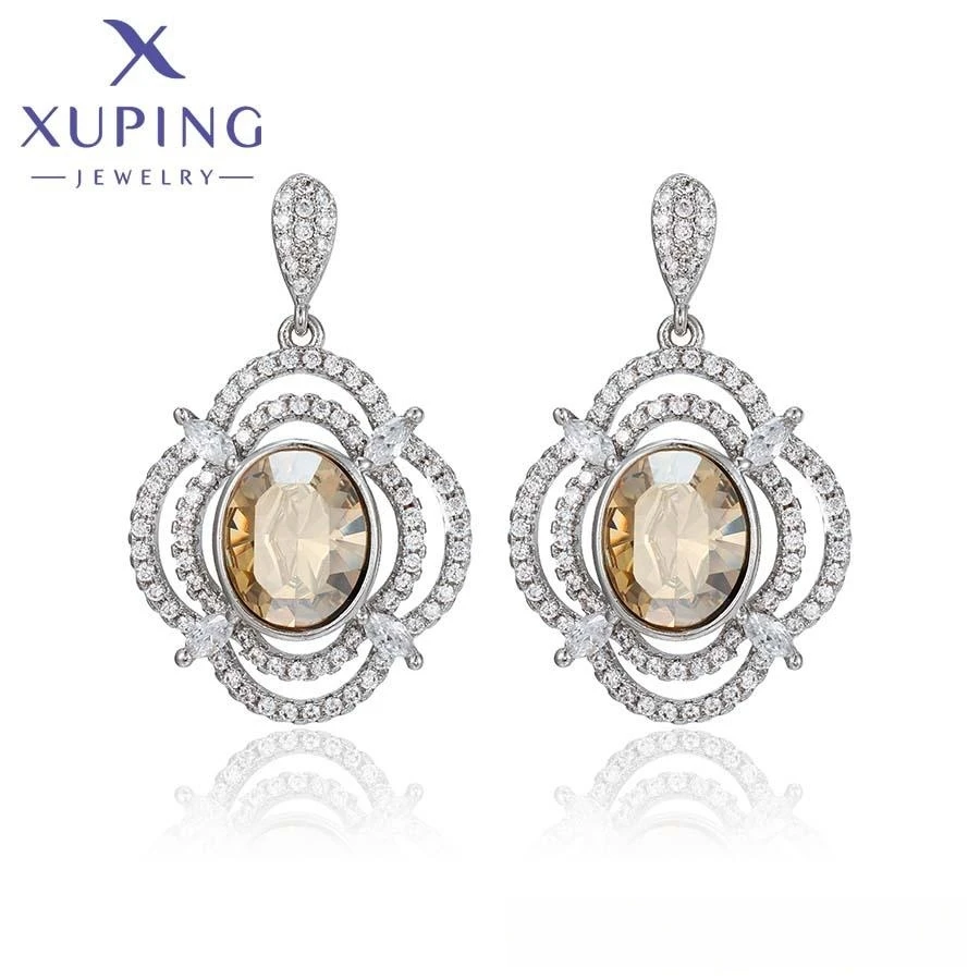 

93892 XUPING Jewelry Hot sale multicolor crystal earrings fashion simple platinum plated gold color creative women earrings