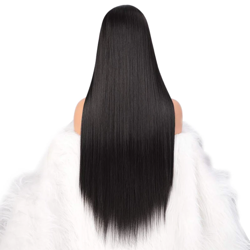 

Most Popular High Quality 10A Grade Silky Cuticle Aligned Natrual Black Straight Wig Wigs For Black Women Synthetic Hair Wigs