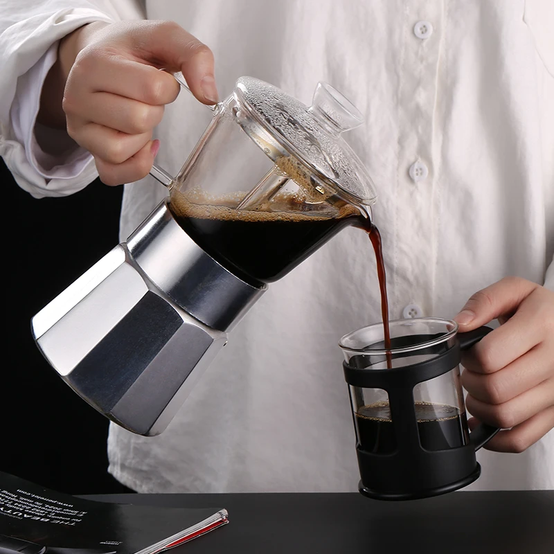 

Heat resistant food grade LFGB moka coffee aluminium stove top percolator pot