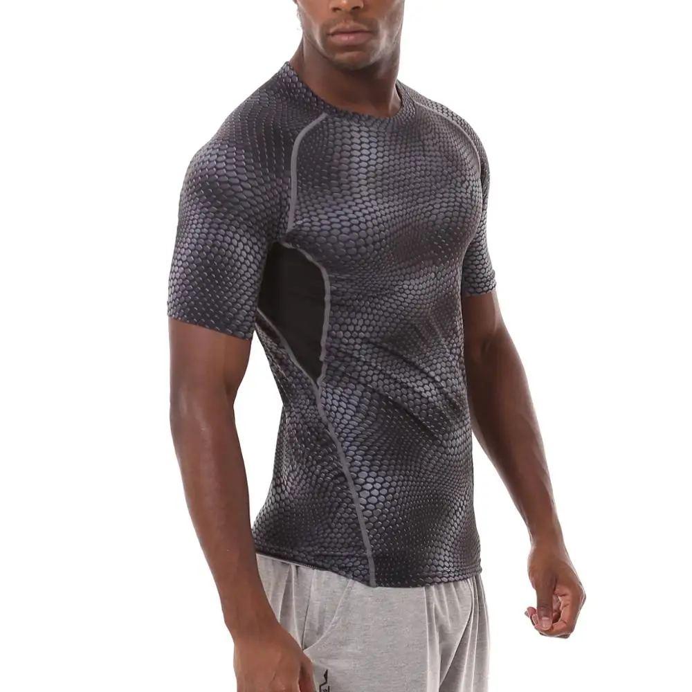 

High quality muscle fitted compression tshirt custom mens short sleeve gym workout shirts Brazil wholesale