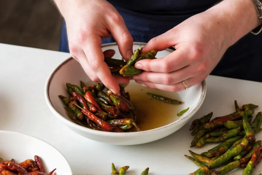 Préparation des piments ancho avant réhydratation