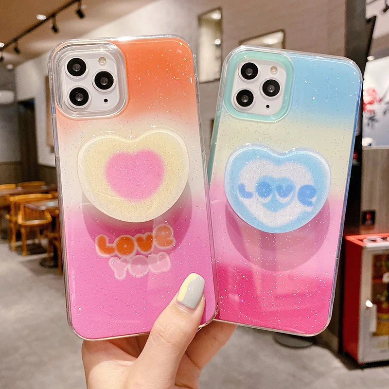 

Epoxy cartoon pattern love bracket custom phone case for vivo, Custom design