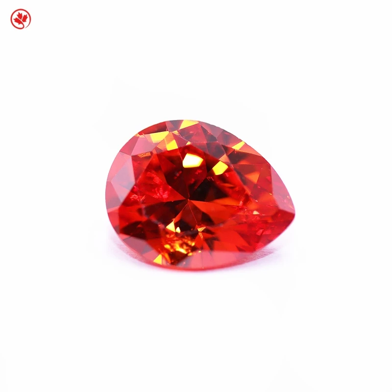 

Wholesale cubic zirconia 3A Pear shape orange red synthetic loose gemstone CZ gems