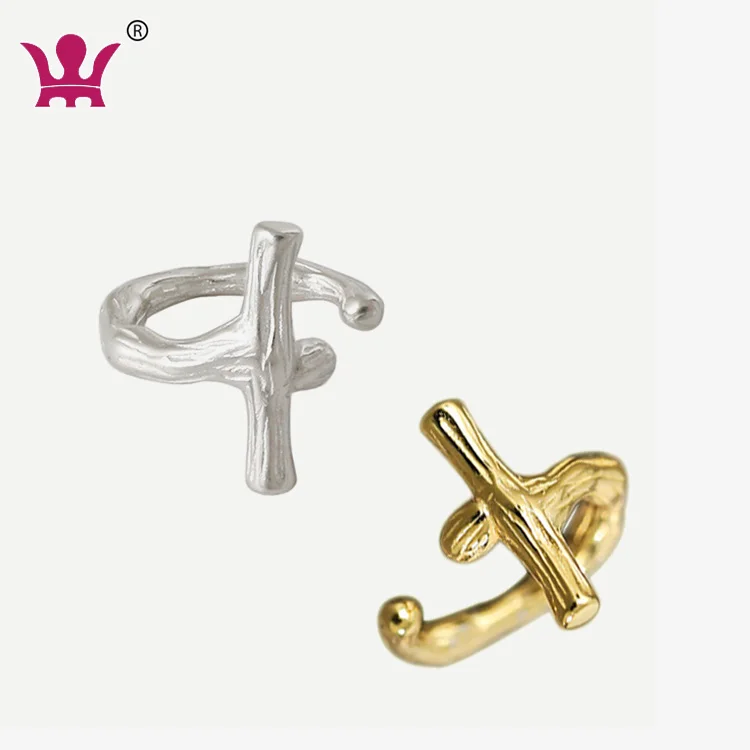 

No Piercing ear cuff Simple Christ Cross Sterling Silver 925 Fake Ear Cuff Cartilage Earring, Silver or gold plated