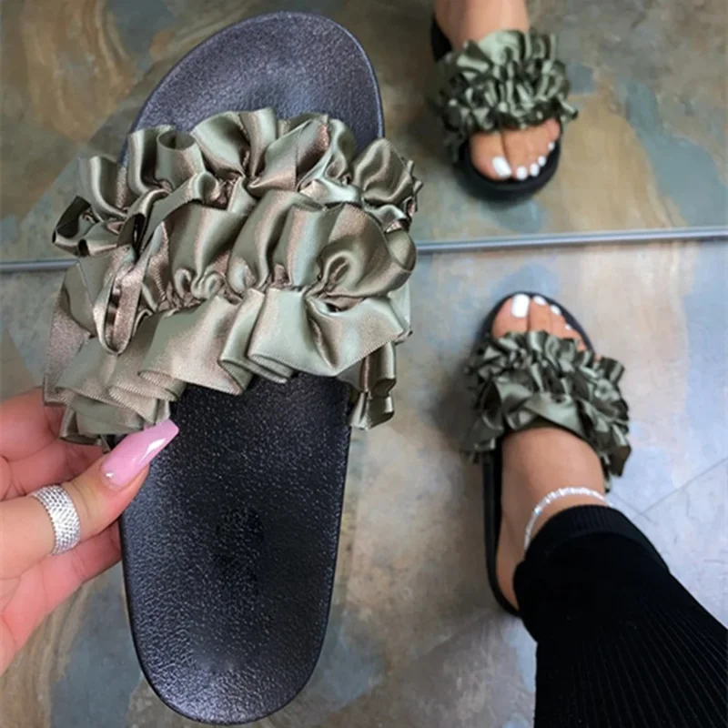 

Home Outside Comfortable Thick Sole Slides Shoes Summer Platform Sandals Women Slipper Fashion Round Toe Big Size 43, Green,black,pink