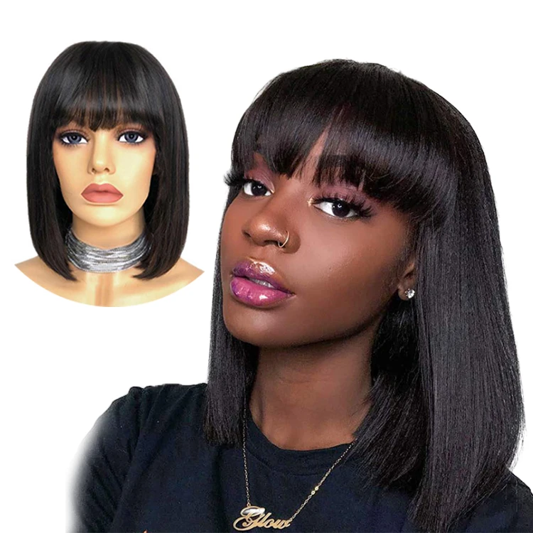 

China vendor wholesale natural straight extensions short virgin brazilian bob human hair wigs for black women