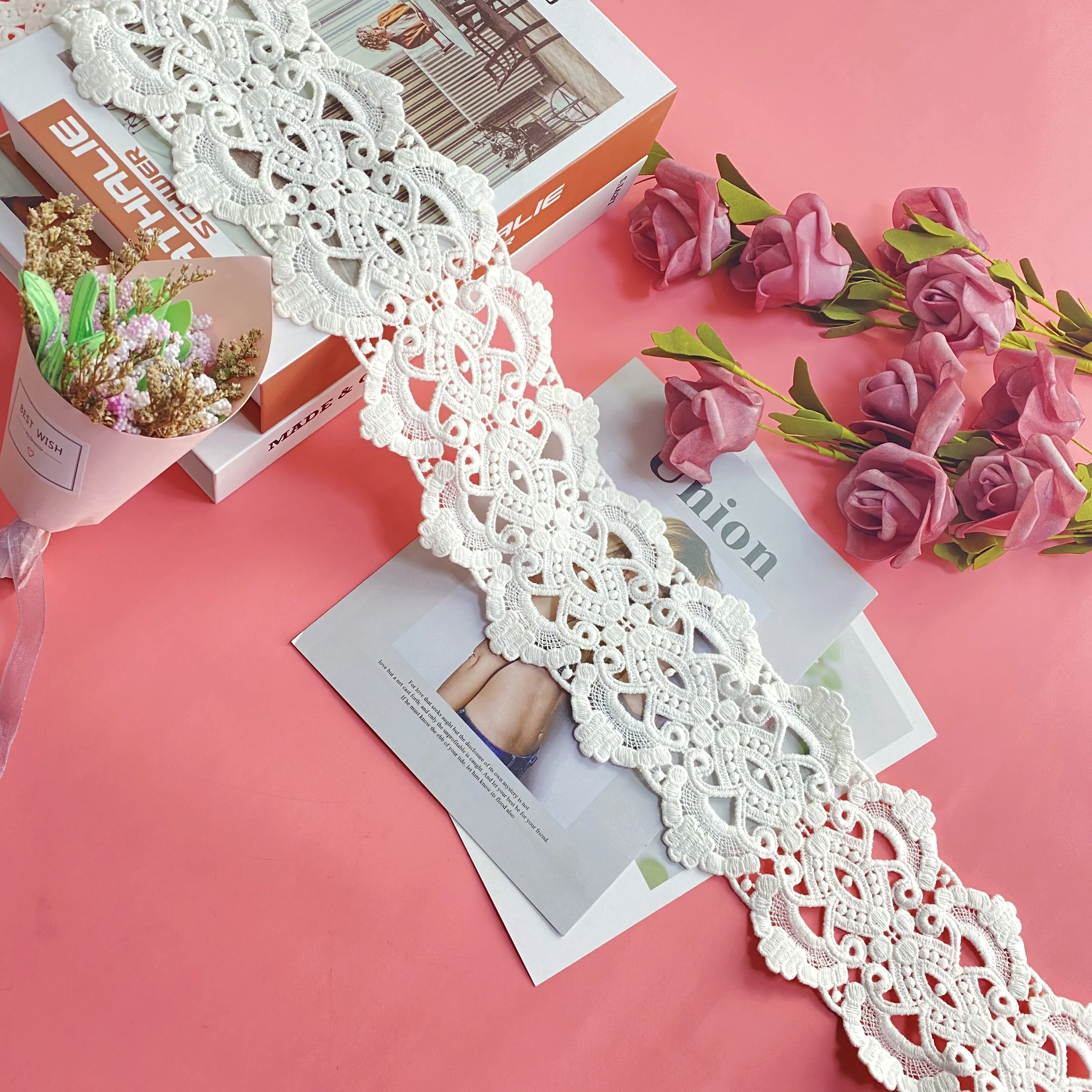 

New clothing accessories 10CM white milk cotton water soluble embroidery lace