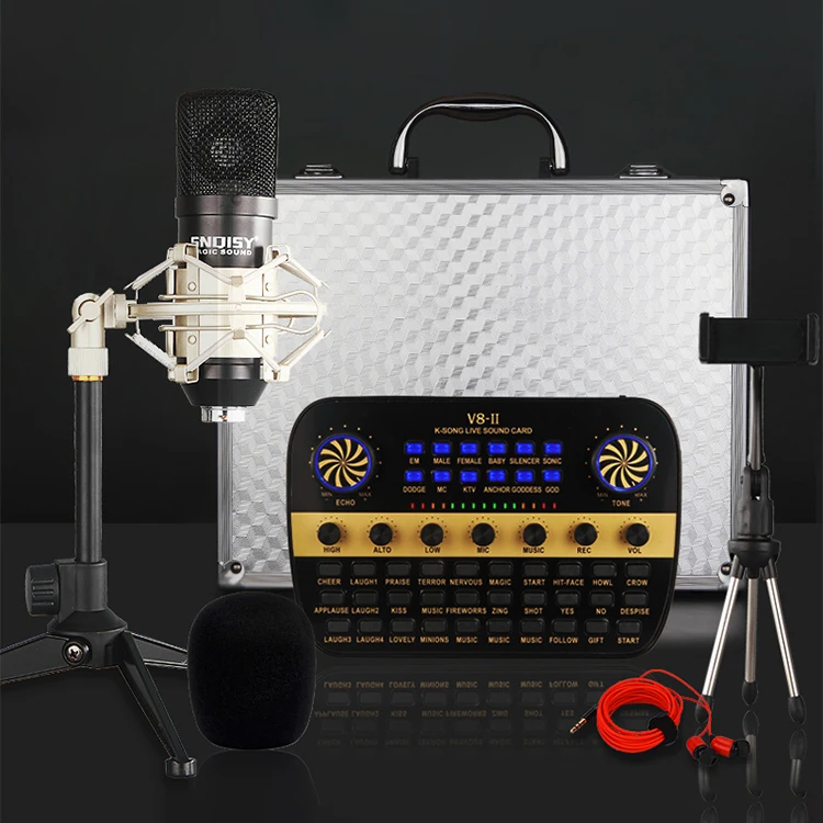 

Factory Price Microphone Studio Sound Card Interface Sets For Pc Mobile Phone