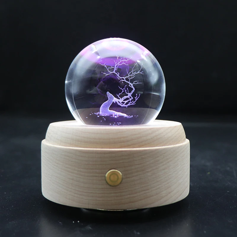 2020 Creative Gift 3d Crystal Ball Night Light,Rotate Music Box Usb Led ...