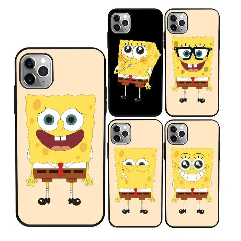 

Lovely SpongeBob soft tpu phone case for iPhone 11Pro Max 11 X XS XR XS MAX 8plus 8 7plus 7 6plus 6 5 5E case, Black