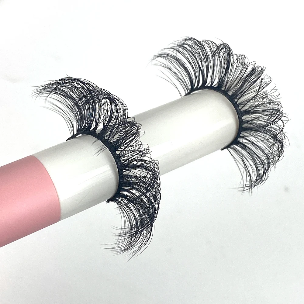 

DDL028 wholesale false eyelash 3d faux mink 15mm D curl russian volume strip lashes with tray russian strip eyelashes, Natural black